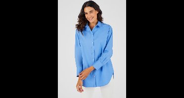 Damart - Maxi-overhemd van effen popeline - Dames - Blauw - 42