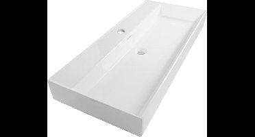 Saniclass Legend Meubelwastafel - 100x47x13cm - overloop - 1 wasbak - 1 kraangat - keramiek - wit