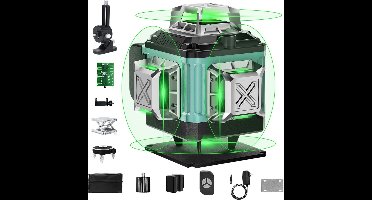 ApexArte® Kruislijnlaser - Bouwlaser - Lijnlaser met Statief - Zwart met Groen