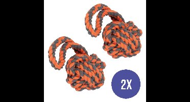 Robuust Touw Hondenspeeltje Knoopbal | Oranje & Grijs Katoen