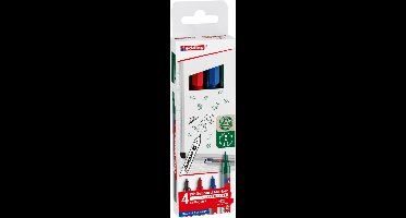 edding 361 whiteboard marker set met 4 kleuren - zwart, rood, blauw, groen - ronde punt 1 mm - ook geschikt voor flipover papier - navulbaar - cap-off technologie