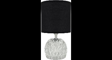 ZEFIR - Tafellamp - Nachtlamp - Textiel - Glas - Zwart - E14 Fitting