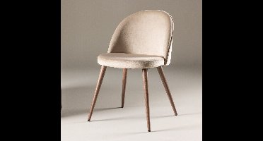 Fjôrd Eetkamerstoel Houtlook Beige Velvet - Set van 2