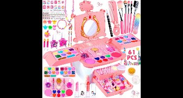 ApexArte® Make up Koffer Meisjes - Kinder Speelkoffer met Inhoud - Make Up Set voor Kinderen - Roze