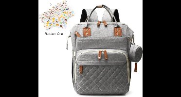 S&E Luiertas Rugzak – Grote Unisex Baby Tas met ruimte voor 16 Vakken - Grijs