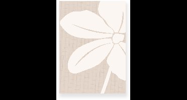 Poster 50x70 cm - Bloem - Bladeren - Beige - Gebroken Wit - Minimalistisch - Botanisch - Muurdecoratie - Wanddecoratie