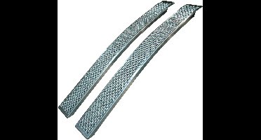 Set oprijplaten gebogen aluminium 2000 x 200 - Oprijplaten 2 stuks - Voor aanhangers - Draagvermogen zie beschrijving - Novio