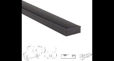 1 meter aluminium led strip profiel opbouw - Zwart - 7 mm hoog - Slim line - Compleet incl. afdekkap - Led profiel opbouw - Led profiel zwart