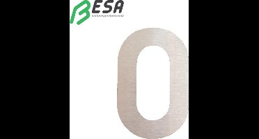 Huisnummer Fuji 50mm INOX nummer = 0 inclusief dubbelzijdige tape