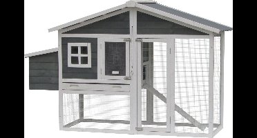 Flamingo kippenhok Vigo Rustic - wit/grijs 187 x 75 x 120 cm