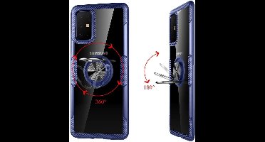 Hoesje Geschikt Voor Samsung Galaxy S20 Luxe Back Hoesje & Metalen Ring houder - Blauw