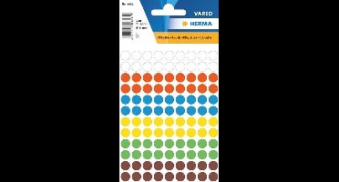 HERMA 1831 UNIVERSELE ETIKETTEN Ø8MM ASSORTI KLEUREN