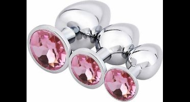 Metalen Buttplug Set 3 delig - Anal Plug Set voor Mannen en Vrouwen - Roze - Power Escorts