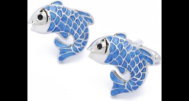 Manchetknopen - Vis Zilver Blauw Emaille