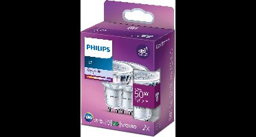 Energiezuinige Philips LED Spot - 50 W - GU10 - koelwit licht - 2 stuks - Bespaar op energiekosten