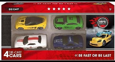 Basic Rapid Wheels Die-Cast Auto's - 4 stuks voor kinderen vanaf 3 jaar