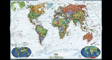 World Decorator – Wereldkaart groot: 185 cm x 122 cm – National Geographic