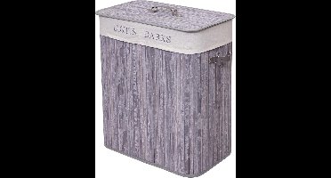 Wasmand 100 liter - bamboe - grijs-blauw