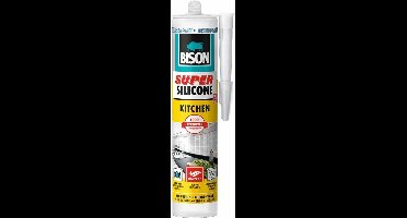 Bison Super Silicone Kitchen transparant koker 300 ml, siliconenkit, keuken, voegen, hygiënisch, slijtvast en temperatuurbestendig van -50°C tot +120°C