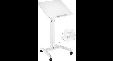 VDD Gaming - Katheder - Lessenaar - Bureau - Laptop Tafel - Zit Sta Bureau - Verrijdbaar - Workstation - Laptop Standaard - Laptoptafel - Bijzet Tafel op Wielen - Wit - In hoogte verstelbaar - Maximale hoogte 113 cm - Bureaublad - 60 x 53 cm