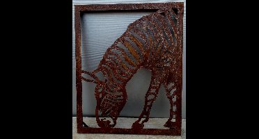 Mica Decorations Metalen Wanddecoratie ZEBRA roest L45,5 x B3 x H54,5cm