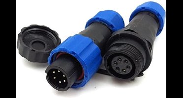Male + Female - waterdichte kabelverbinder - 6 aderig - IP68