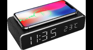 Gembird DAC-WPC-01 wekker met draadloze oplaadfunctie - zwart