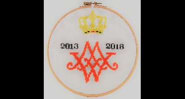 Pako compleet Borduurpakket met telpatroon - 5 jaar op de troon Koning Willem-Alexander - 217.712 - linnen - 17,5 Rond - DIY kit