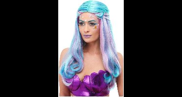 Smiffys - Mermaid Pruik - Blauw/Roze