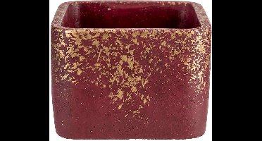 Gold Bloempot Mettalic Border Aubergine12,5x12,5xh9cm Vierkant Cement
