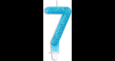 Wefiesta Cijferkaars 7 Glitter 7 Cm Wax Blauw
