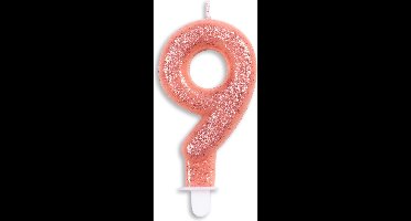 Wefiesta - Cijferkaars 9: Rose - Verjaardagskaarsje - Zalmroze