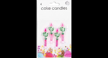 Wefiesta Cactuskaarsjes 5,9 Cm Wax Roze/groen 4 Stuks