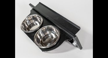 Black Beauty Vogel Voederdraaiplateau in zwart Ral 9005 – 2 rvs bakken