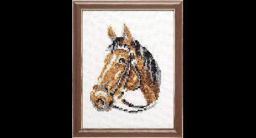 Pako Borduurpakket met telpatroon - Paard - 210.883 - voorgesorteerd garen - Aida ivoor - 13 x 17 cm - DIY kit