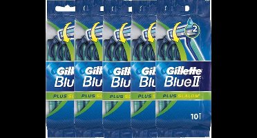 Gillette - Blue II - Wegwerpscheermesjes - Plus Slalom - 5 x 10 (50) stuks - Voordeelverpakking