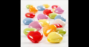 Hart kralen, afm 15x15 mm, gatgrootte 3 mm, ca. 700 stuk, diverse kleuren, 465 gr, 700 mlje