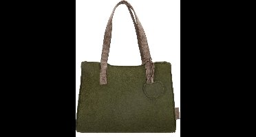 Beagles Vilten Schoudertas Shopper Medium Vilt Olijf Groen