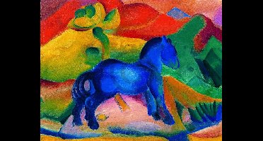 Kunstdruk Franz Marc - Blaues Pferdchen 90x70cm