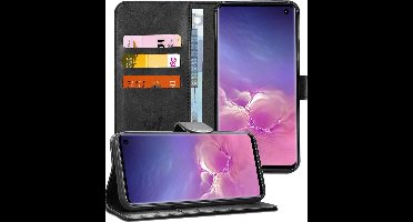 Hoesje geschikt voor Samsung Galaxy S10 - Book Case Kunstleer Pasjeshouder Zwart