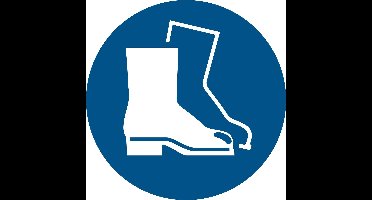 Pictogram bordje Veiligheidsschoenen verplicht | Ø 100 mm - verpakt per 2 stuks