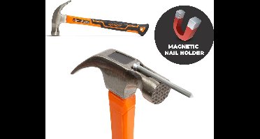 Handy - Hamer / Klauwhamer - Met magnetische spijkerhouder -Gehard Staal - 28CM - BPK