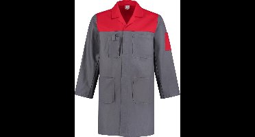 EM Workwear Stofjas 2-kleurig 100% katoen grijs / rood - Maat S / 44-46
