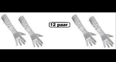 10x Handschoenen satijn wit 48 cm