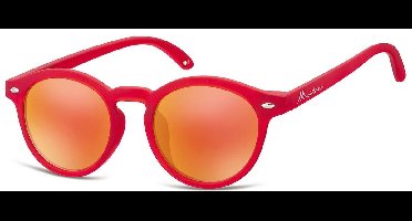 Montana CS73A- Kinder Zonnebril-Rond-Rood kunststof- Lensbreedte 43 mm