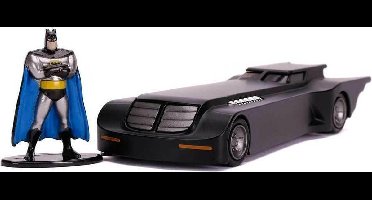 Batman Batmobile (Animated Series) + Speelfiguur (Zwart) (11 cm) 1/32 JADA - Modelauto - Schaalmodel - Model auto - Miniatuurautos - Miniatuur auto