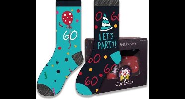 Witbaard Cadeausokken 60 Jaar Polykatoen Blauw/zwart 2-delig