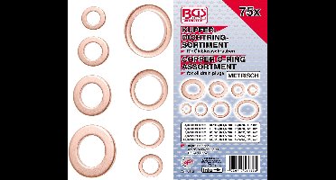 BGS - Koperring assortiment - Metrisch - 75 delig - Dichtringen - Afsluitringen - Universeel - Benzineleiding - Olie aftapbout - Hydroliek Slangen - Remleiding - Universeel - Werkplaats - Auto - Motorfiets - Boot - Transporter - BGS8132