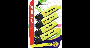 STABILO BOSS ORIGINAL - Markeerstift - Hoogste Kwaliteit - Blister Met 4 Stuks Geel