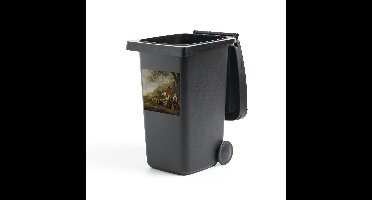 Container sticker Uitsneden - Aelbert Cuyp - Rivierlandschap met ruiters - Schilderij van Aelbert Cuyp Klikosticker - 40x40 cm - kliko sticker - weerbestendige containersticker